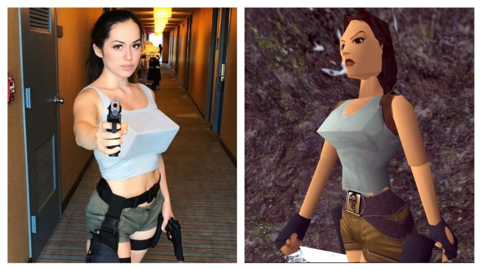 Retro Lara Croft cosplay